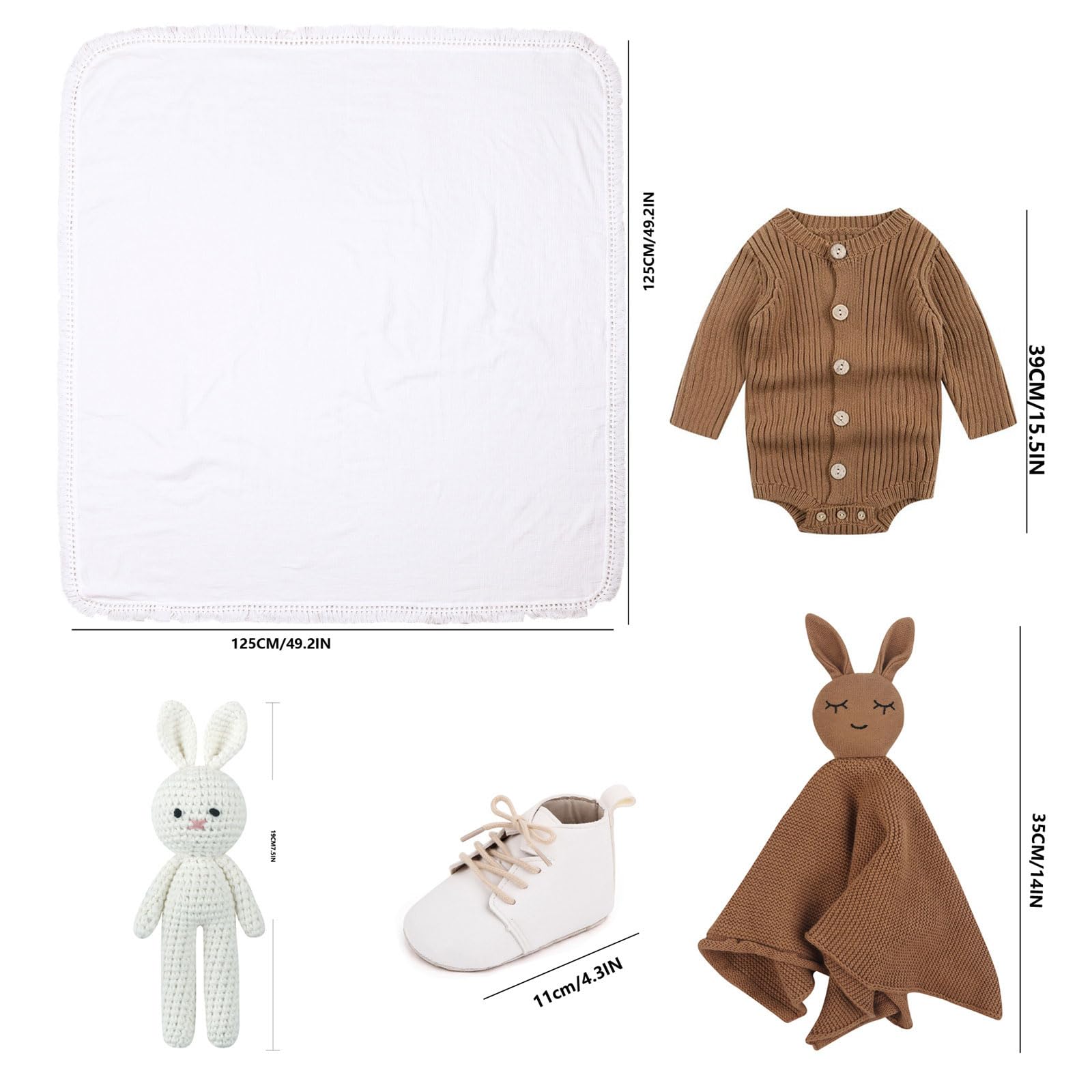 1 Set Neugeborene Baby Box Set Kuschelige Baumwolldecke und Essential inkl. Strickoveralls / Mondanhänger
