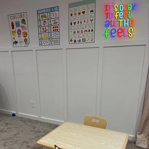 Miniatura 2 de JURONG Está Bien Sentir Todas las Sensaciones Letreros de Neón para Decoración de Pared, Letreros de Luz de Neón LED Atenuables, Alimentados por