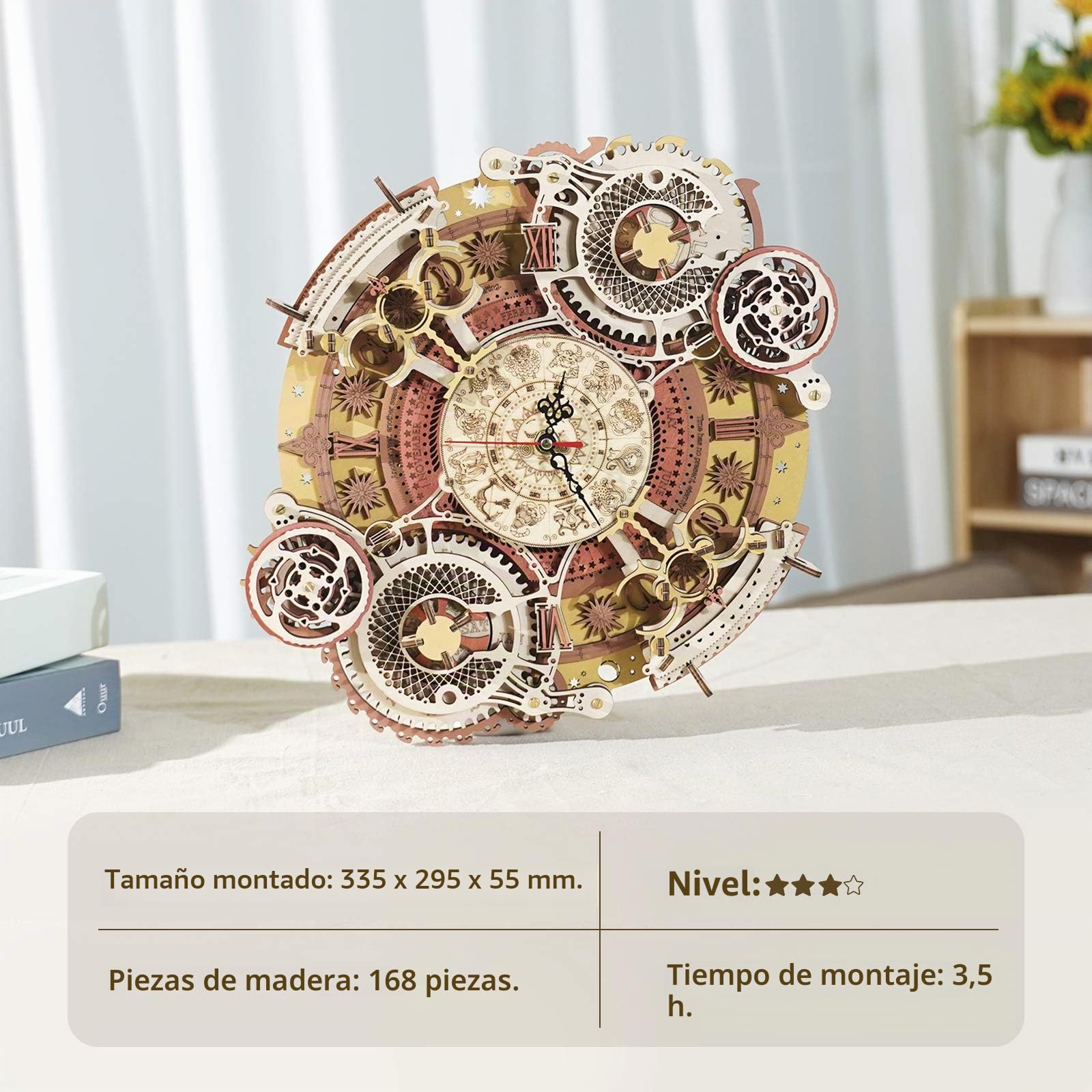 ROKR Puzzle 3D Madera Zodíaco Pared Reloj Maquetas para Construir LC601