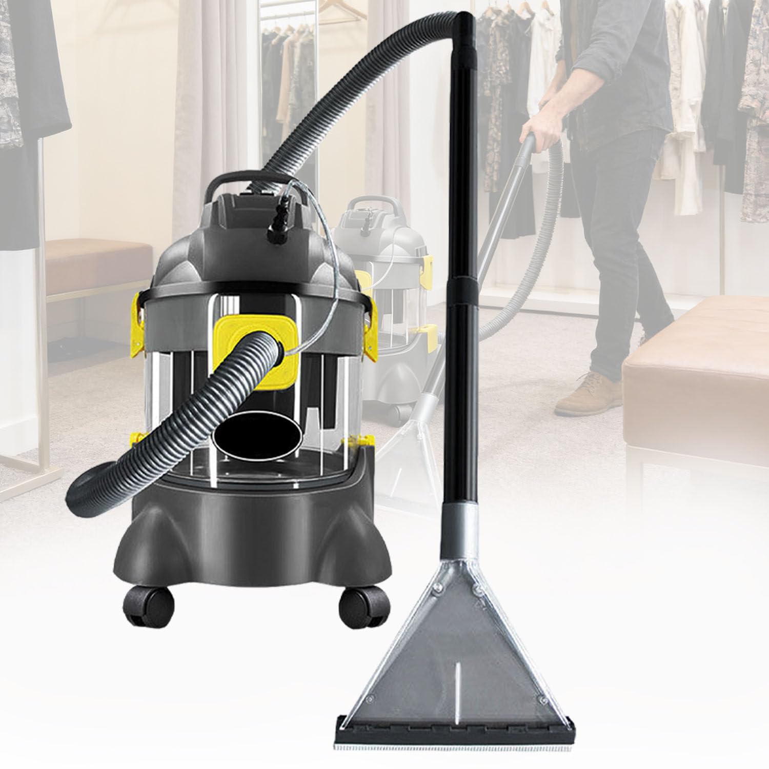 Mocna Szczotka Do DywanóW O Mocy 1400 W, Pionowy Odkurzacz Do GłęBokiego Czyszczenia Z Dużą Siłą Ssania, Odkurzacz Do Czyszczenia Na Mokro I Sucho SchodóW Oraz Usuwania Plam Z Tapicerki