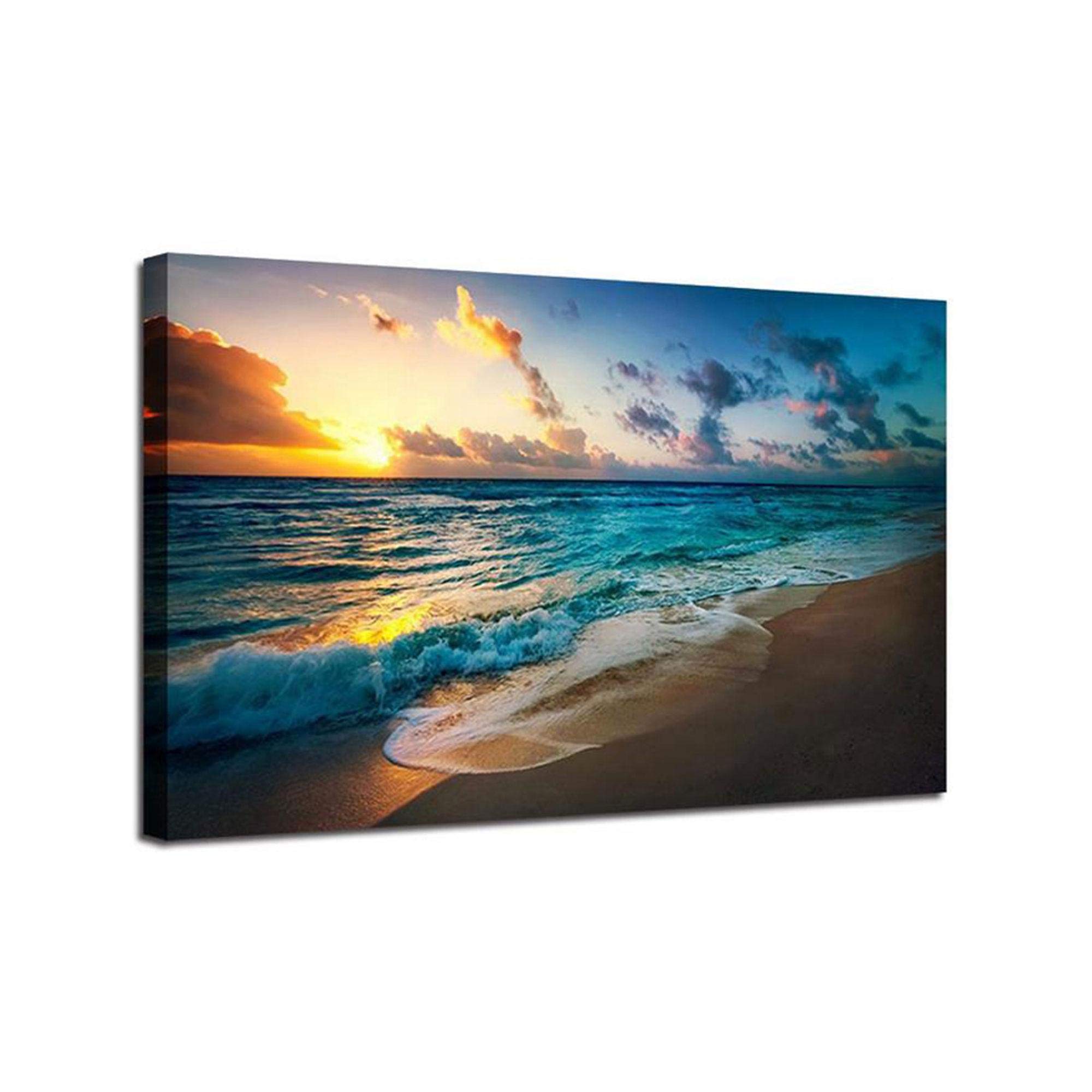 Tableau plage coucher de soleil pour salon et chambre 40x65 cm