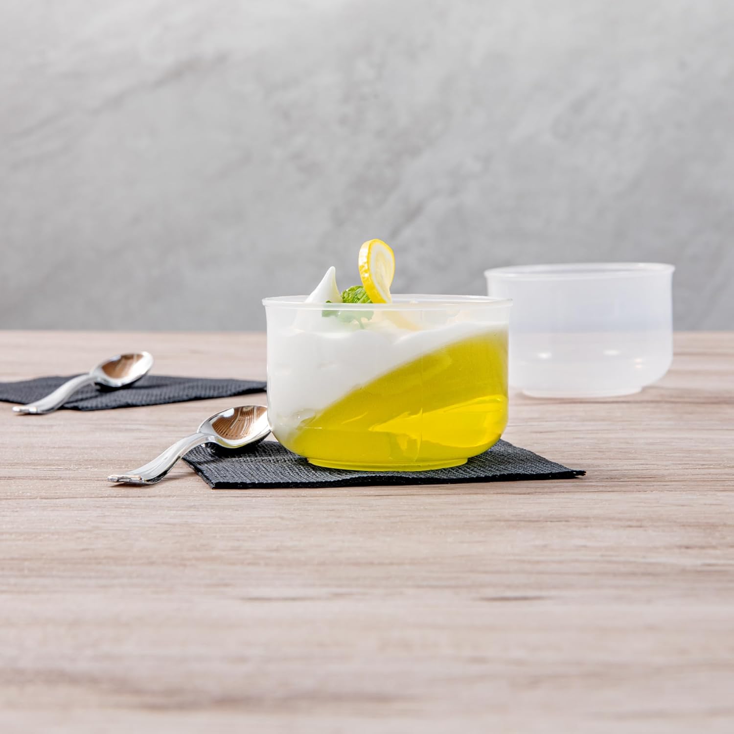 Restaurantware Mini Serve 4.4 Ounce Plastic Dessert Cups, 100 Disposable Round Serving Cups - Lids Sold Separately, Stackable, Clear Plastic Parfait Cup, Durable, For Ice Cream, Gelato, And Sorbet