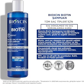Bioxcin Biotin Dökülme Karşıtı Şampuan – 300 ml – Biotin, Çinko, B Vitamin Kompleksi ve Termal Su İçerikli – Saç Dökülmesine Karşı Etkili Bakım (2 paketi)