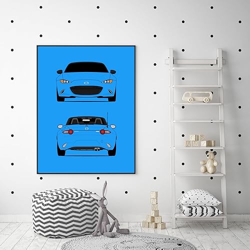 Miniatura 4 de CUSTOMIZABLE COLOR Mazda Miata MX-5 ND (2015-Present) (Front and Rear) Inspired Poster Print Wall Art Decor Handmade Roadster JDM (Unframed)