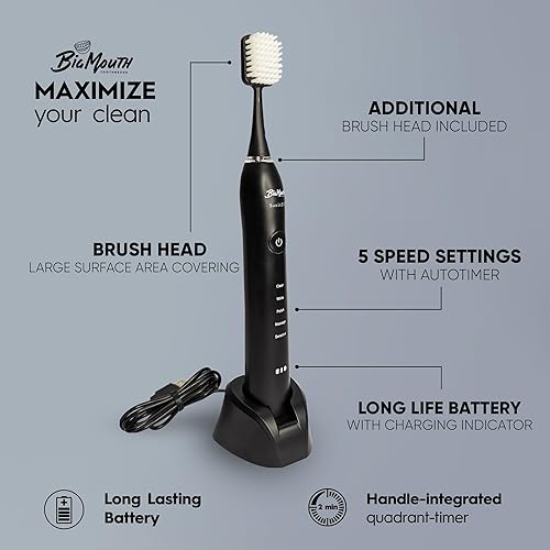 Miniatura 5 de Dr Bobbi - Cepillo de dientes eléctrico de boca grande para adultos, cepillo de dientes recargable ultrasónico con 5 modos de limpieza y