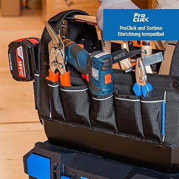 Sortimo ProClick Starter Set Tool Carrier - Compatible with L-Boxx & Vehicle Equipment - Large Tool Bag with Compartments & Holders - Robust Base Shoulder Strap & 24 kg Load Capacity