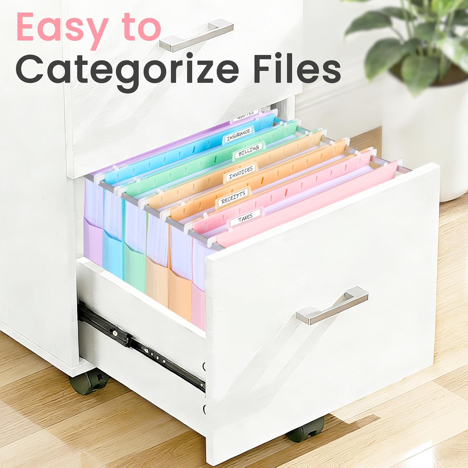 Sooez Extra Capacity Plastic Hanging File Folders, 12 Count Expanding File Folders Letter Size with 2" Expansion, File Organizer with 1/6-Cut Adjustable Tab for File Cabinet, Drawer, Pastels Colors