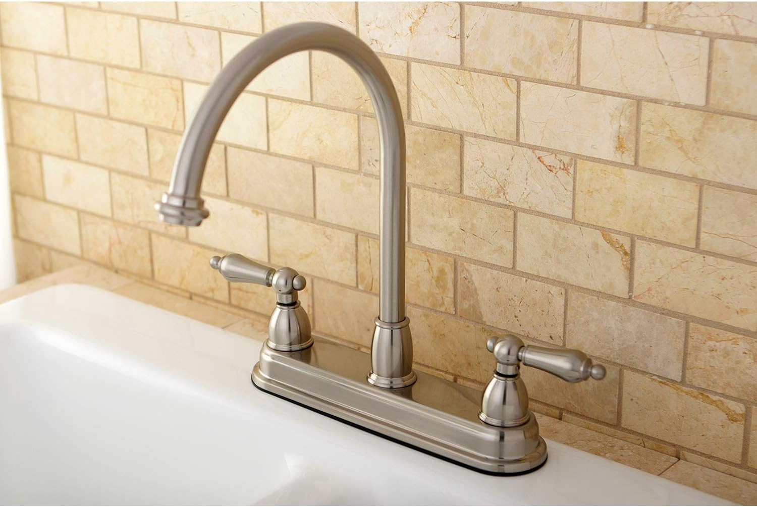 Kingston Brass KB3748AL Restoration 8-inch Centerset Kitchen Faucet without Sprayer, Brushed Nickel