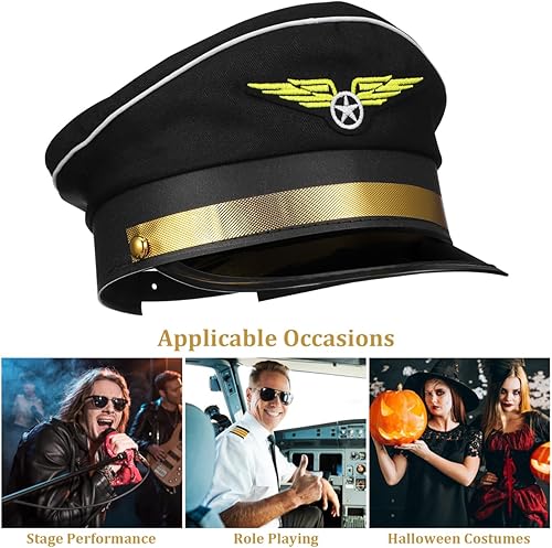 Miniatura 9 de Sombrero de disfraz de aerolínea para niños, sombrero de piloto ajustable