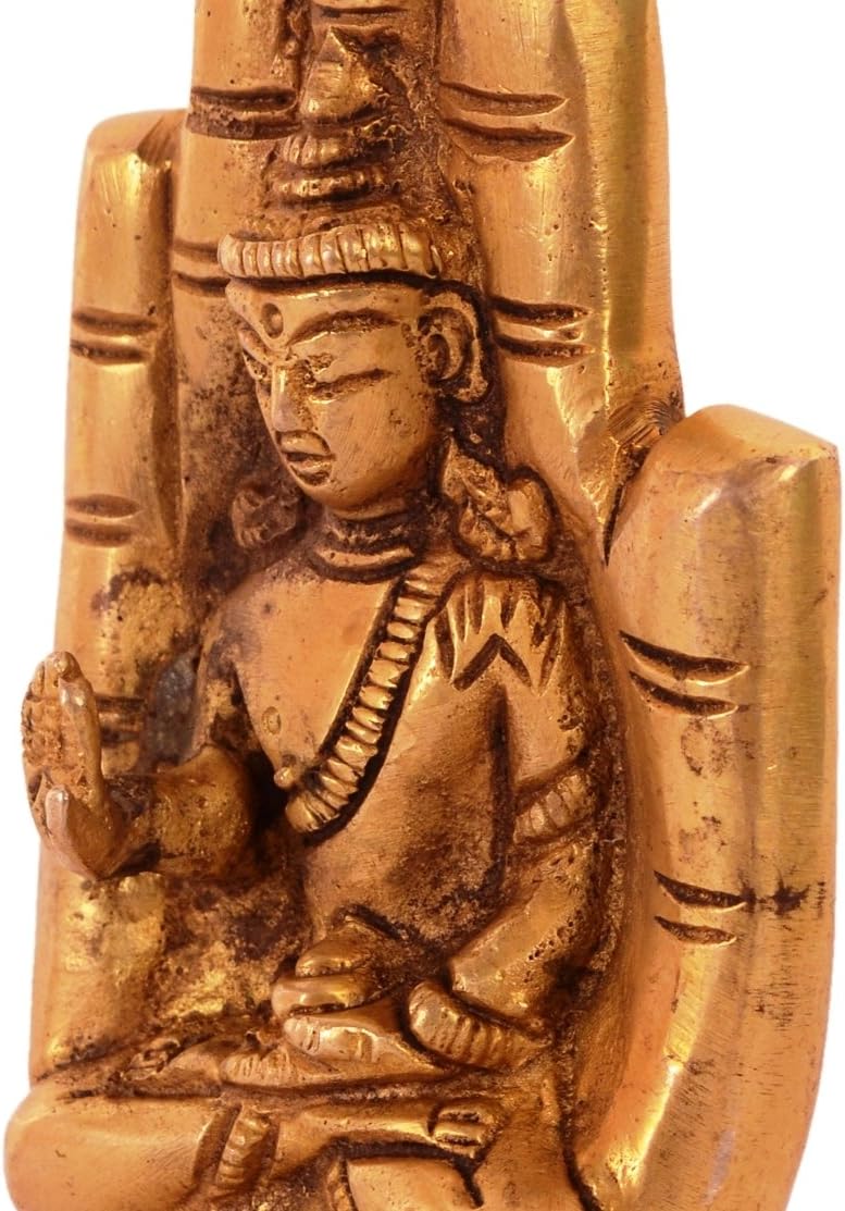 Purpledip Brass Idol Durga Sherawali Ma: Collectible Statue For Home Temple With Gemstone Work (11076), Gold, Standard - Image 5