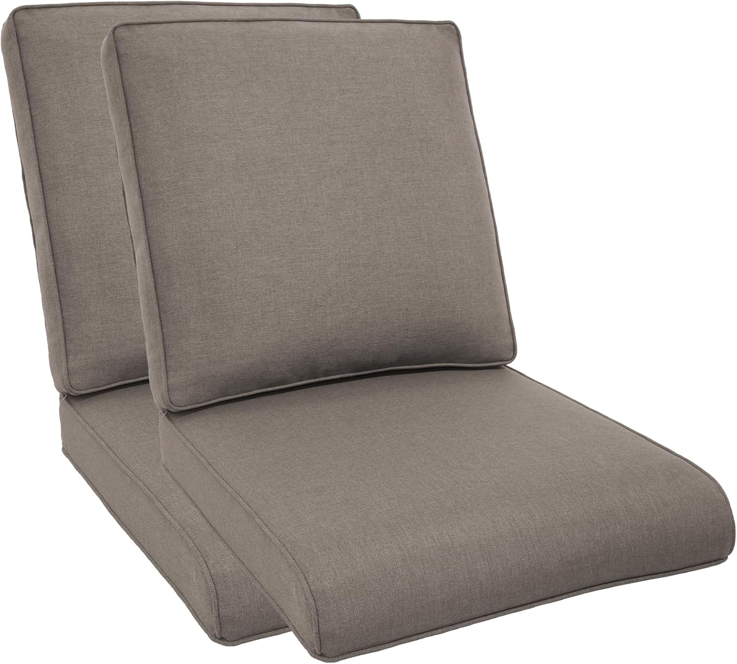 Patio Furniture Thick Seat & Back Cushion Set for Patio Couch Sofa Chair Outdoor Water Resistant Replacement Cushions, Buttonless (2 Set) Grey