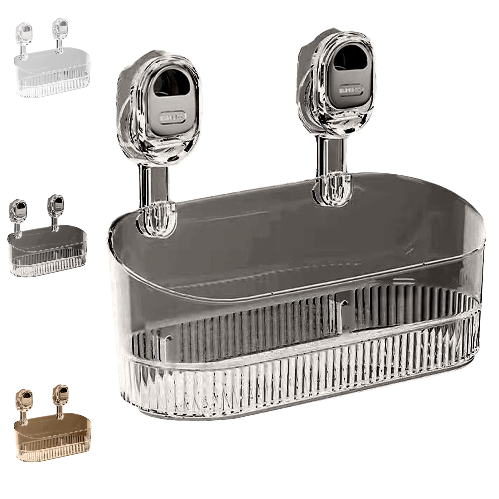 No Drill Corner Wall Shelf Bottom Drain Glacier Pattern Suction Cup Showers Caddy Hanging Shower Shelf Wall Mount