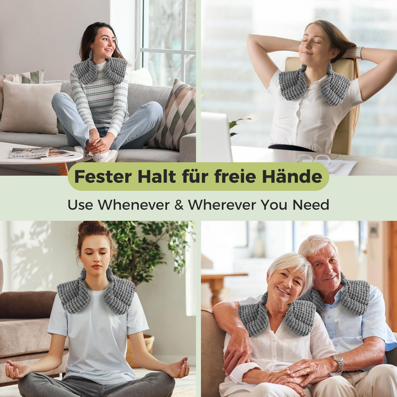 AROMA SEASON Wärmekissen Nacken & Schulter für Mikrowelle - Körnerkissen Nacken - Nackenkissen mit Kragen - Wärme-/Kältetherapie