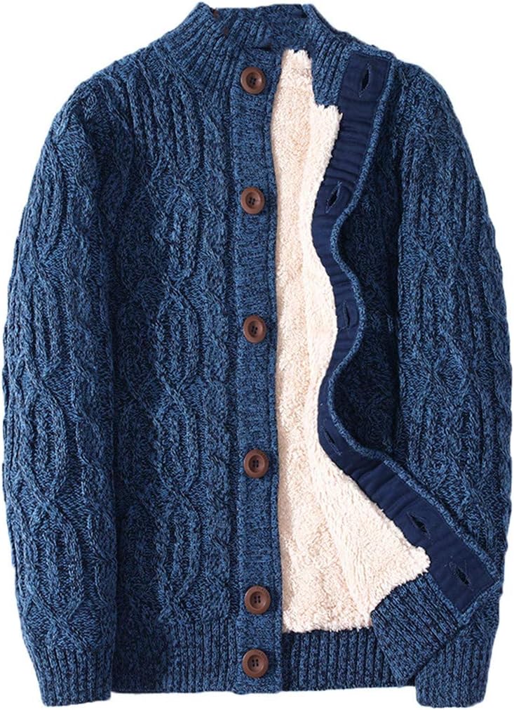Winter Cardigan Thicken Warm Wool Cashmere Winter Sweater Men Clothing Outwear Plus Size 237-1 Denim Blue 5XL