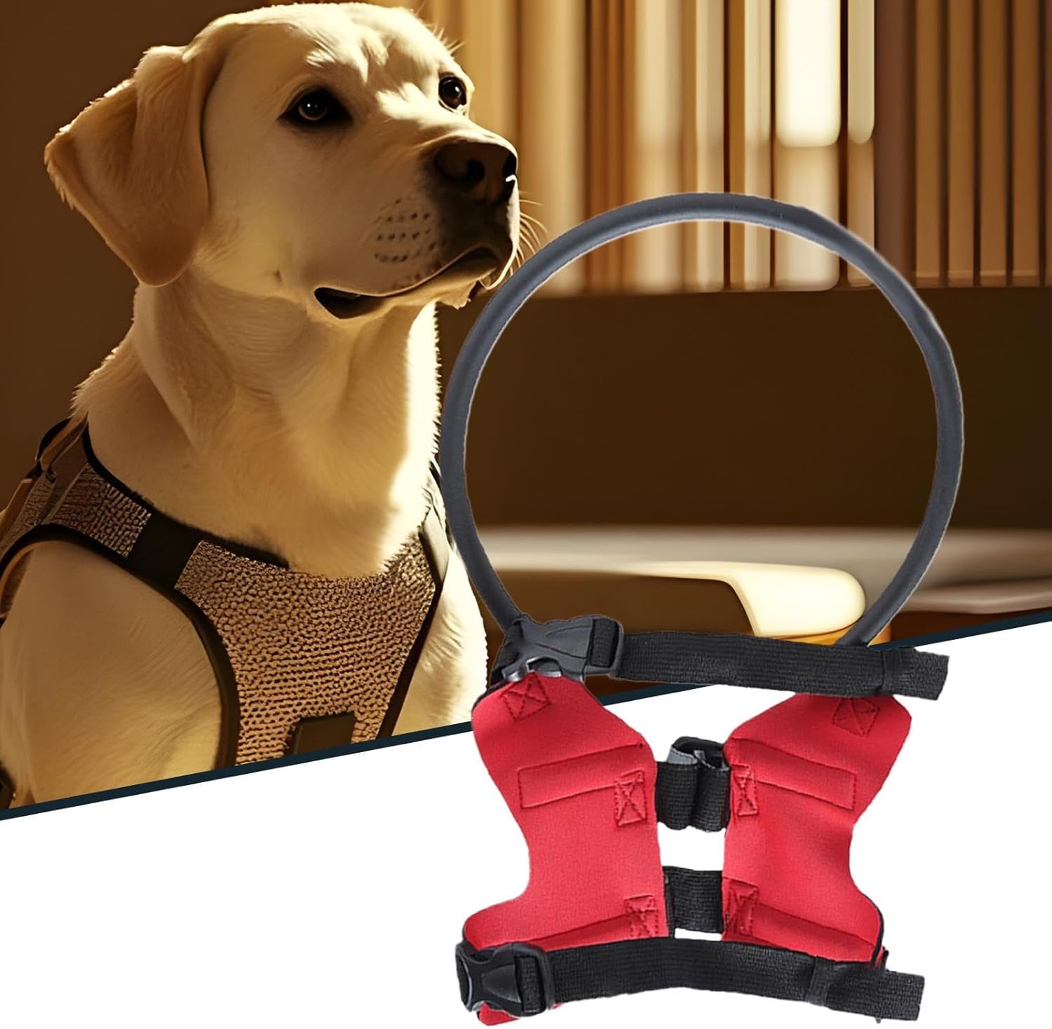 Blind Dog Harness, Anti-Collision Ring for Visually Impaired Pets, Safety Accessories & Protection for Outdoor Walks 4