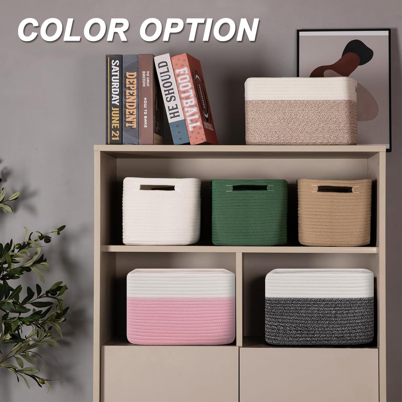 SIXDOVE 4 Pack Storage Baskets for Organizing, Woven Baskets for Shelves - Perfect for Toys, Books, Towels, and Clothes, Durable Gift Basket Bins Toy Storage, 12.7''Lx9''Wx7.8''H, Black & White