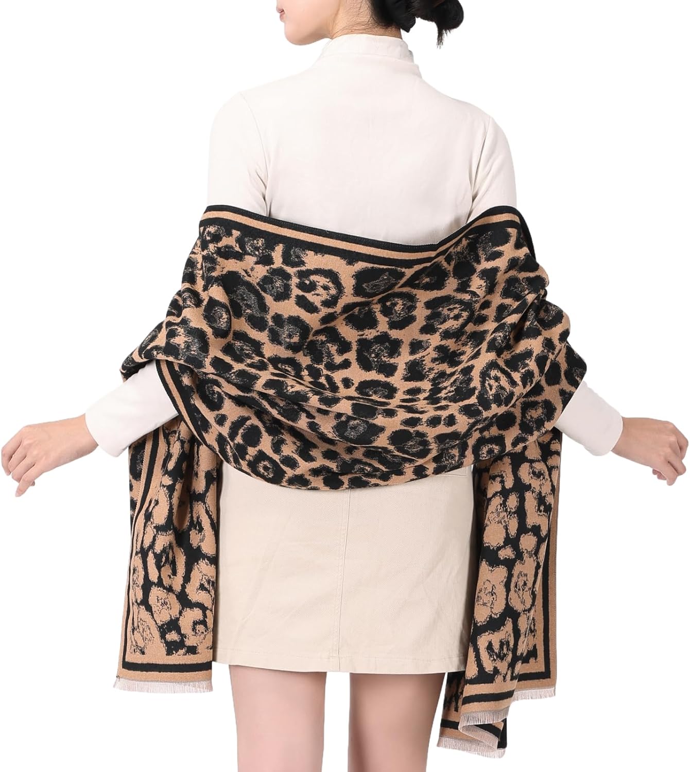 MINIDORA Women‘s Warm Reversible Pashmina Shawls Large Soft Winter Scarfs Jacquard Wraps for Evening Dresses - Image 6