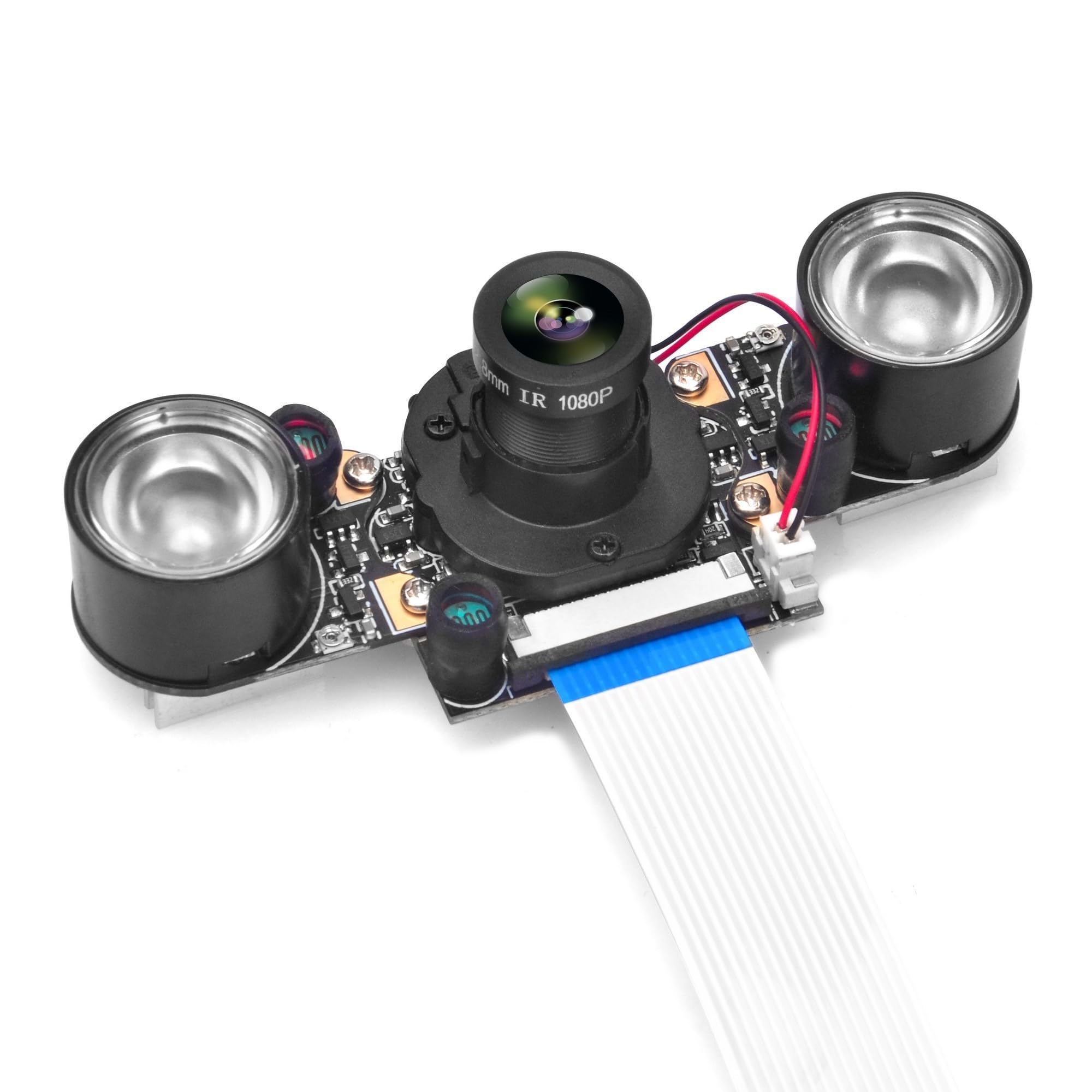 OSOYOO IR-Cut Camera for Raspberry Pi: Auto Day-Night Mode with Infrared Vision and Acrylic Case, Compatible with Raspberry Pi 3B/2B & A/B Series