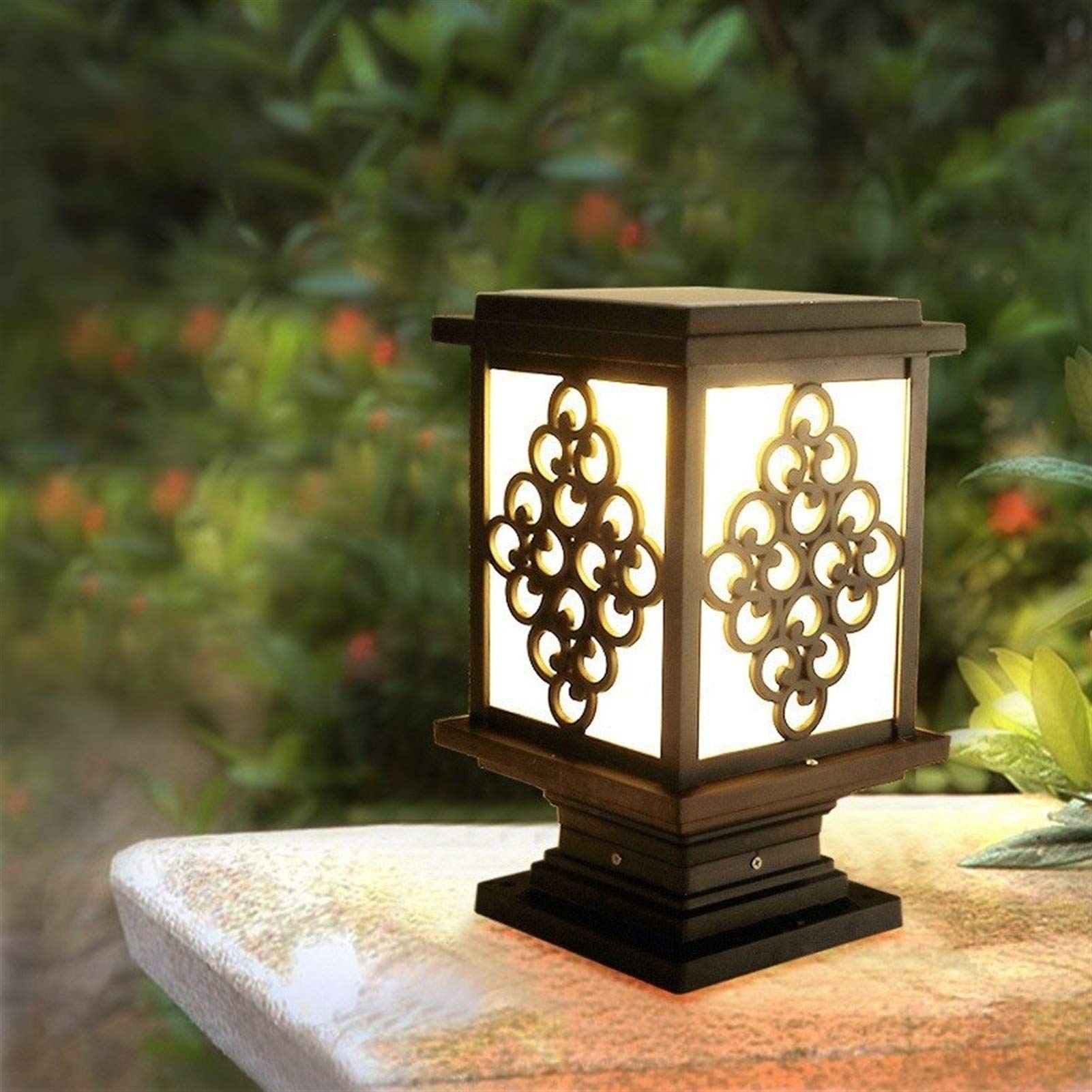 Luce da cortile Luce esterna solare Lampada da palo in alluminio Lampada impermeabile Recinzione Luci a colonna Luce da patio da giardino Villa Paesaggio Luce a colonna Luce da percorso paesaggistico