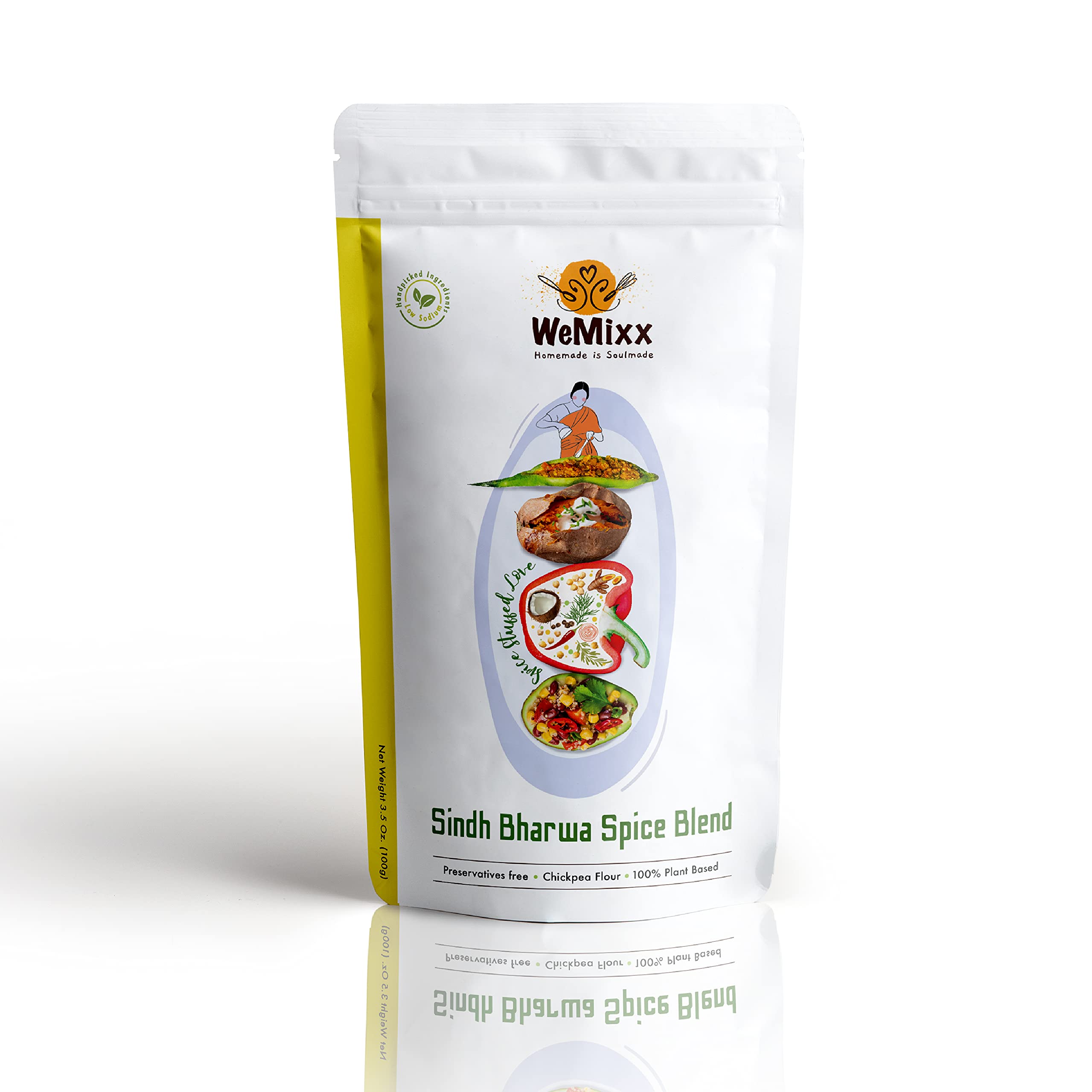 WeMixx Organic Stuffing Mix, Savoury Spice Blended with Roasted Chickpeas Flour, Gluten-Free, Perfect for Stuffed Peppers, Okra, Bread, Mushrooms, Pumpkin, 3.5 Oz