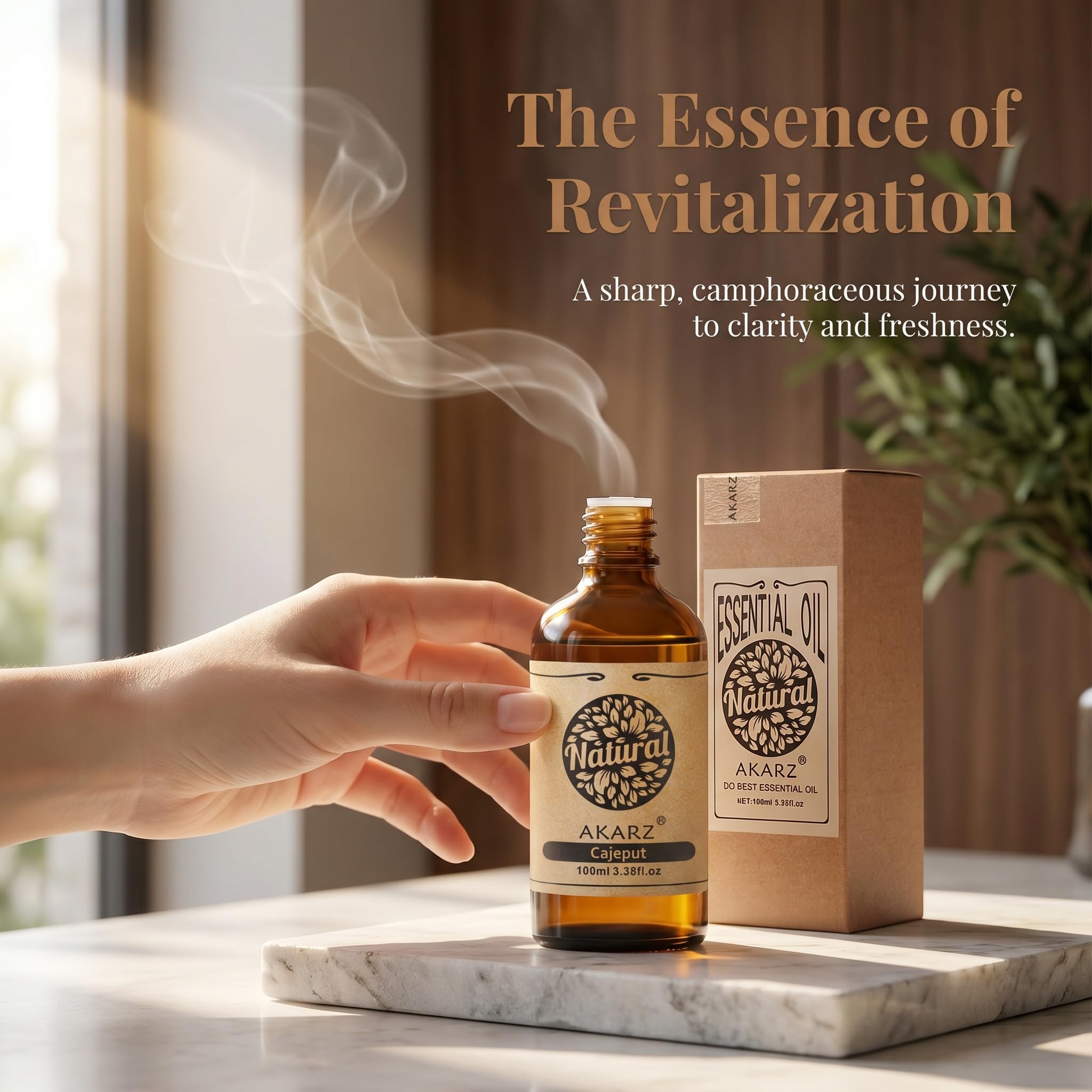 AKARZ 100ml Olejek esencjny z Cajeputu - Naturalny olejek aromatyczny do dyfuzorów, lamp aromatycznych i aromatów pomieszczeń