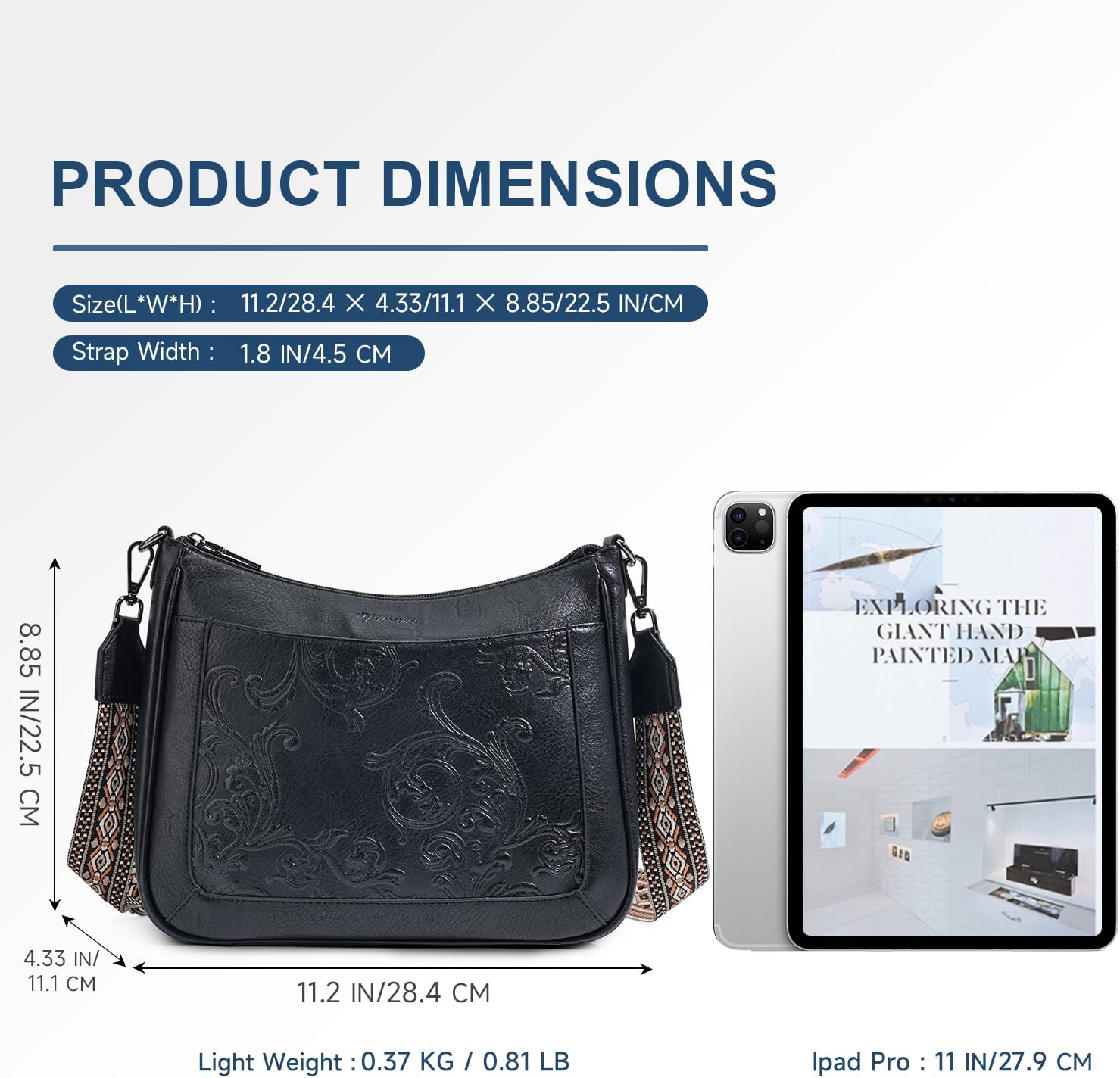 Crossbody Bags for Women,Vegan Leather Crossbody Purse with Adjustable Strap Embossed Flower Women's Shoulder Handbags | Medium, Trendy, Multi Pocket, Hobo Purse, Wide Guitar Strap, Lightweight - Image 5