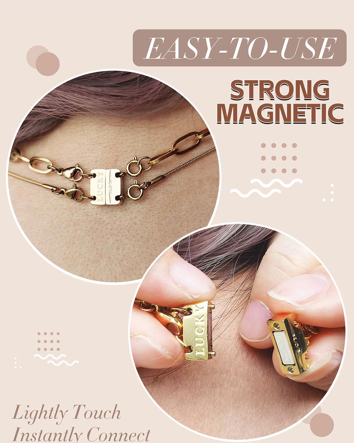 OHINGLT 18 Karat Gold und Silber überzogener Trenner, mehrfache Verschlüsse und Halskettenverschlüsse für Damen und Mädchen, Edelstahl