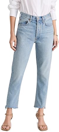 AGOLDE Womens Riley High Rise Straight Crop Jeans