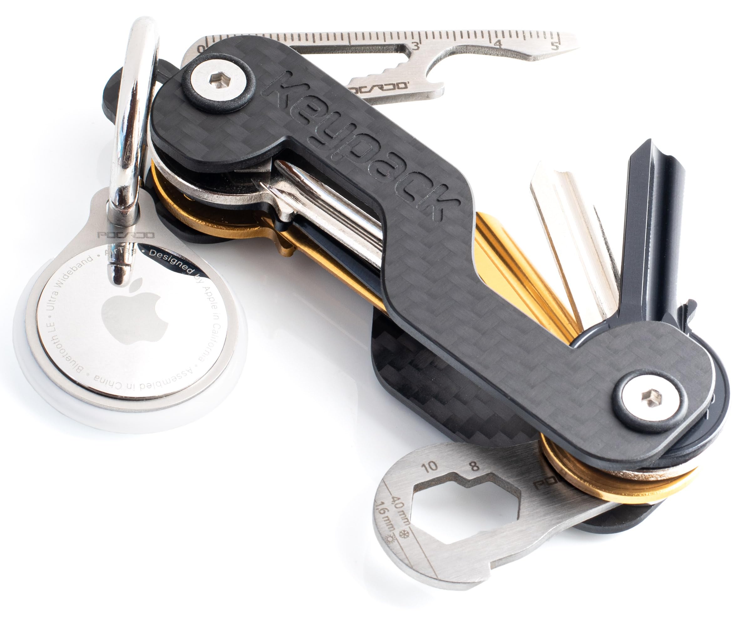 Key Organizer aus Carbon mit Multitool für bis zu 16 Schlüssel Schlüsselbund Etui Anhänger