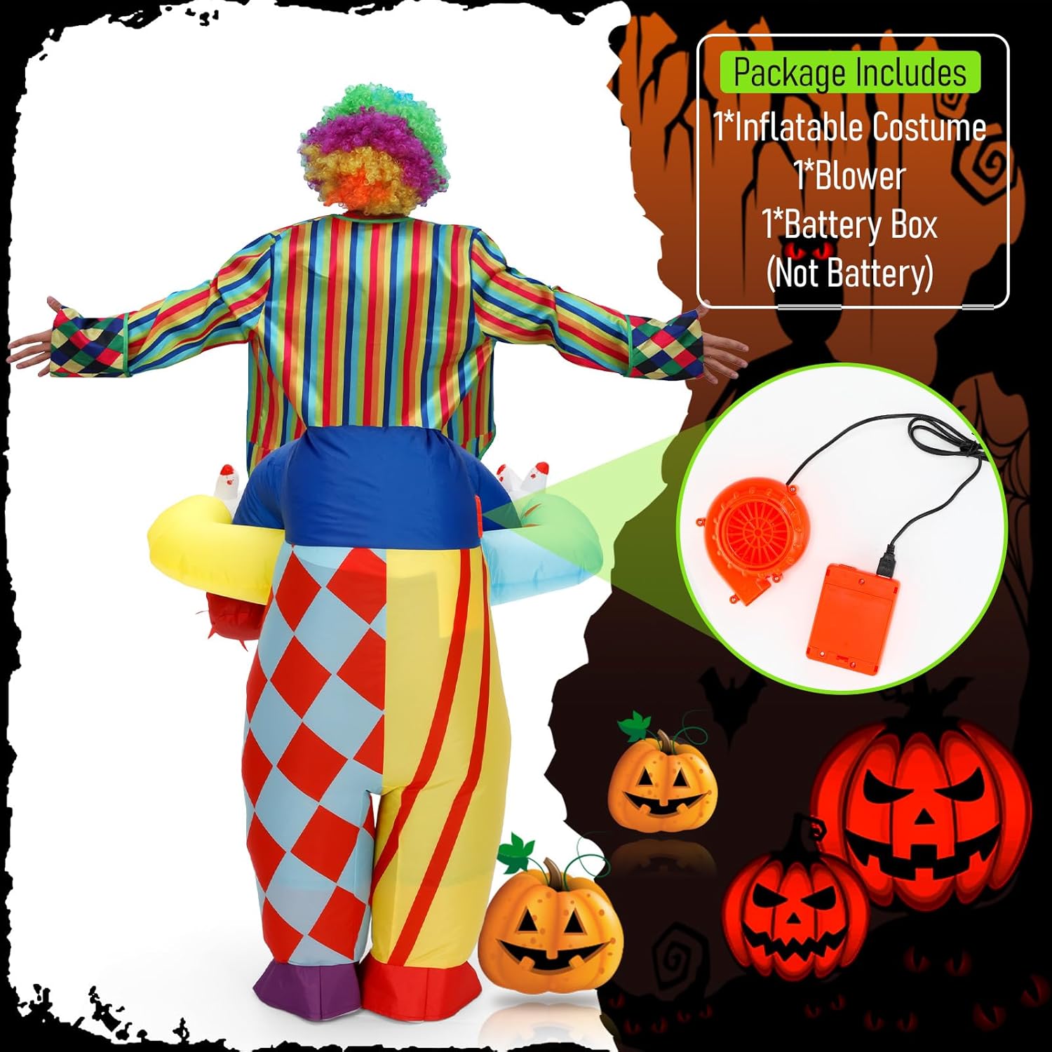 Inflatable Piggyback Costume for Adult, Funny Blow up Halloween Ride on Suit,Witch,Clown Cosplay - Image 3