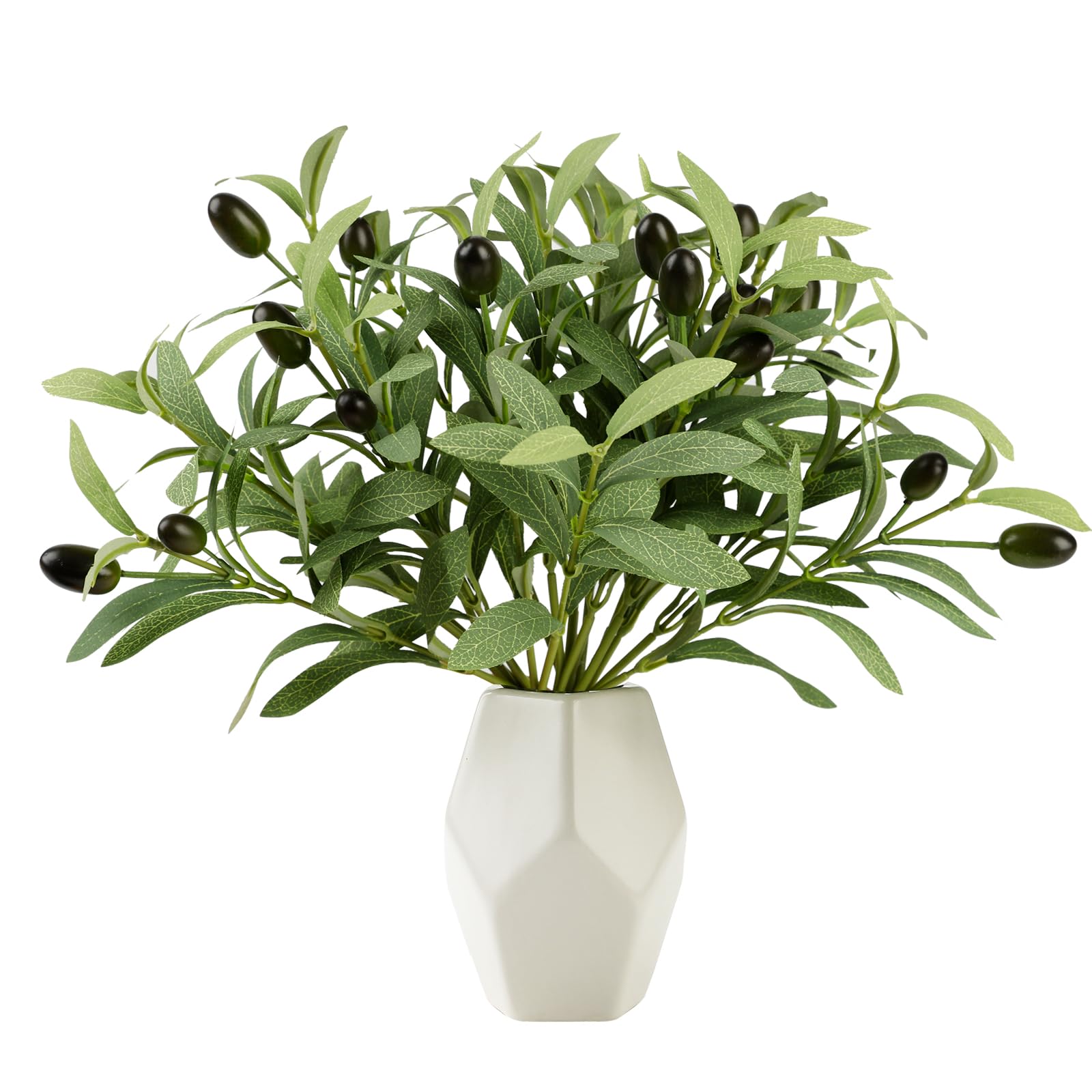 XLFJiaYuan 10 Packs of Artificial Olive Stems, vase Olive Branches, Green Artificial Plant Olive Tree Stems, Suitable for Home Decoration, Office, Wedding, Party, and More. (10 inches)