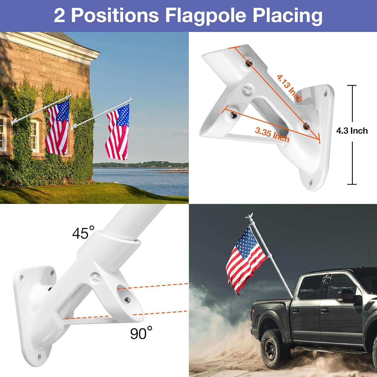 Flag Win 6FT Flag Pole Kit for House with Holder Bracket, Upgrade Stainless Steel Tangle Free Flagpole, Heavy Duty House Flag Pole Kit for 3x5 American Flag for Outside Porch,Outdoor,Boat (Cream)
