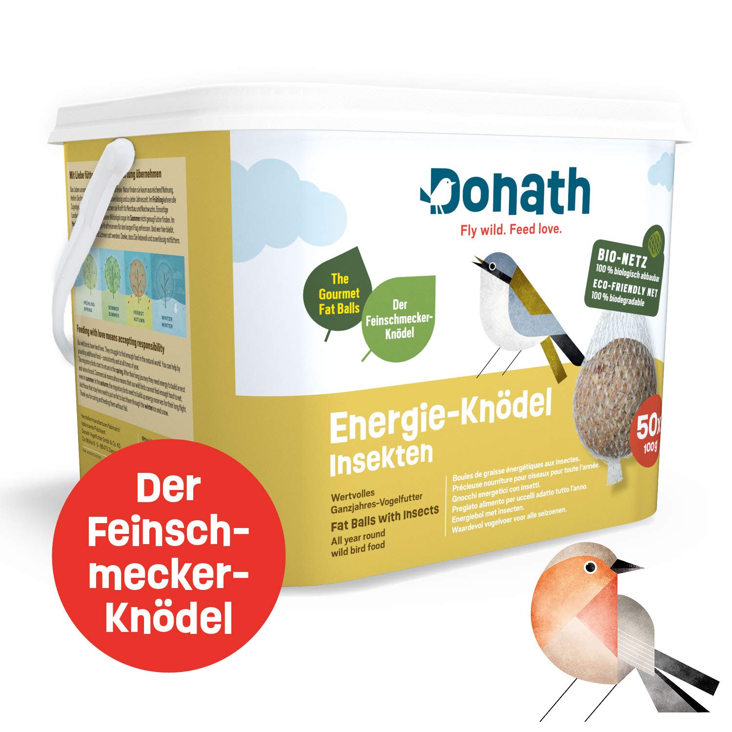 Donath gnocco energetico con insetti per cince BIO 100g cibo per uccelli selvatici
