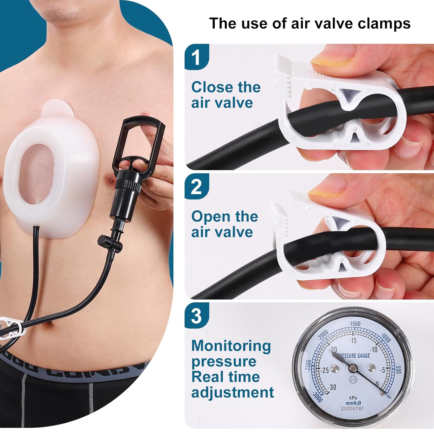 Pectus Excavatum Orthosis Brace, Pectus Excavatum Vacuum Bell， Sunken Sternum Brace for Adults and Child Physical Correction of Sunken Chest (Medium)