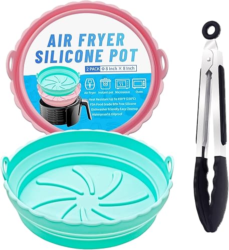 Ollas de silicona para freidora de aire, 5 forros de silicona para freidora de aire, aptos para alimentos, antiadherentes, accesorios para horno,