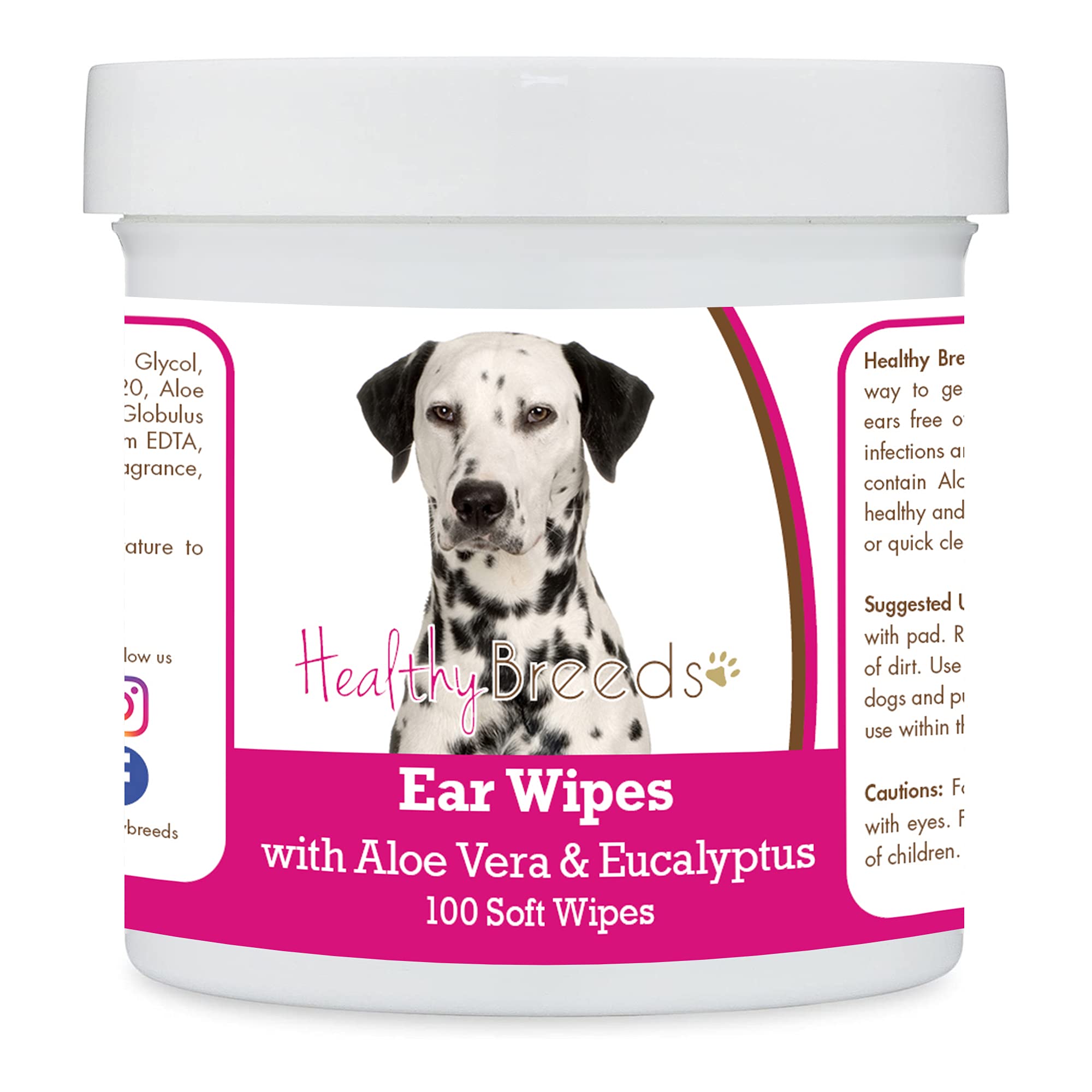 Healthy Breeds Dalmatian Ear Cleaning Wipes with Aloe &amp; Eucalyptus for Dogs 100 Count