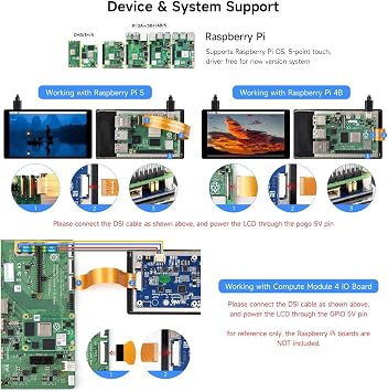 5inch 720x1280 DSI IPS Capacitive Screen Touch Display Panel for Raspberry Pi 5/4B/3B/CM3/3+/4 @XYGStudy (5inch DSI LCD (D))