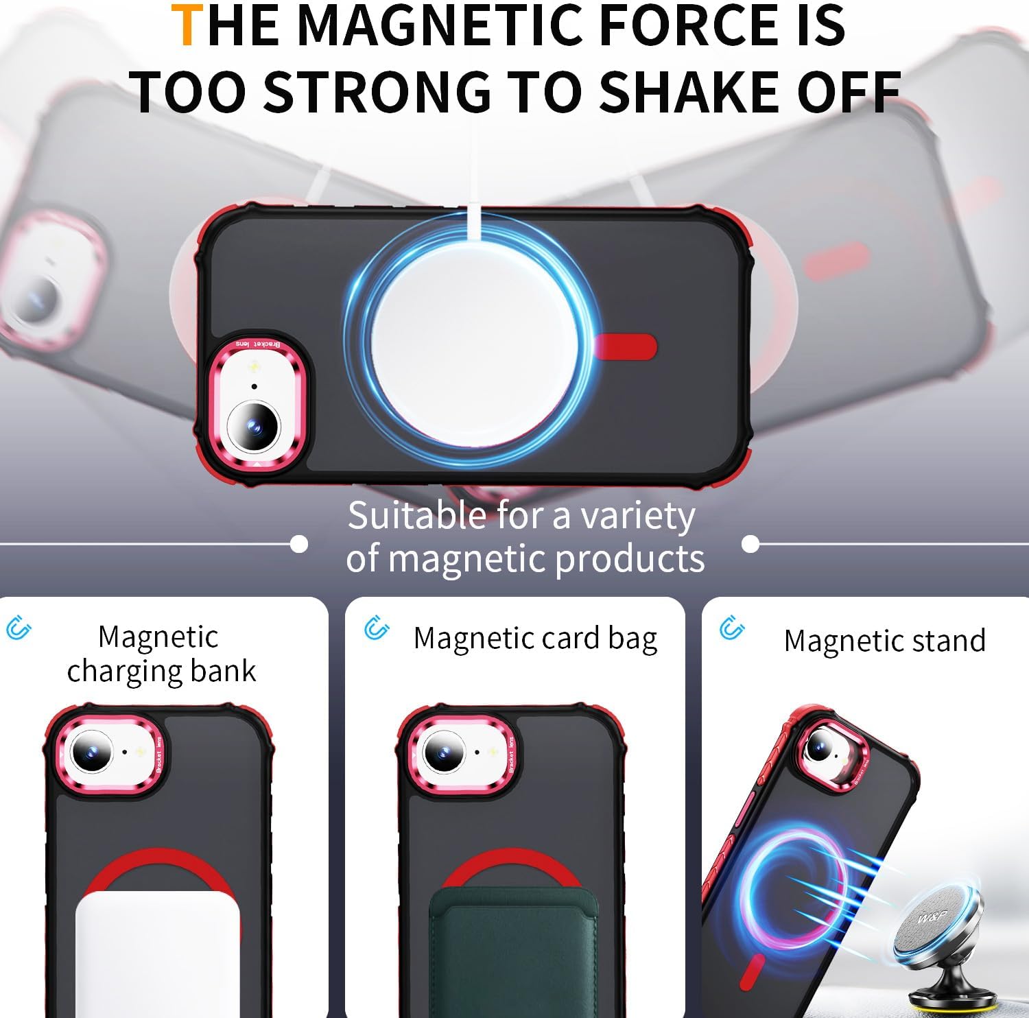 for iPhone 16e Case; with HD Screen Protector, [ Compatible with MagSafe] Military-Grade Protection Case, Magnetic Case for iPhone 16e - Red