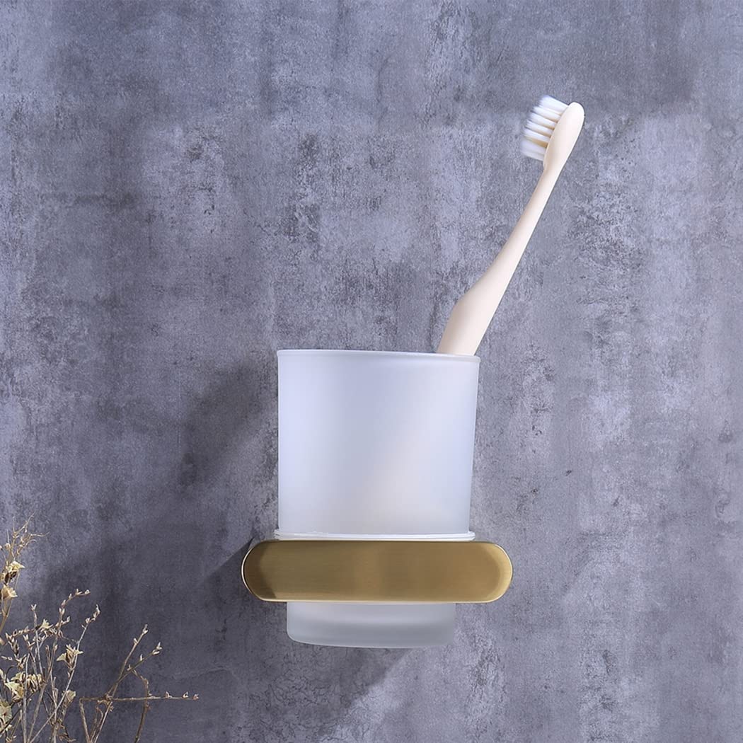 WRIST Zahnbürstenhalter, Wandmontierter Zahnbürstenbecherhalter Mit Schrauben Zahnbürstenhalter Aus Edelstahl Und Milchglas Für Das Badezimmer,Schwarz