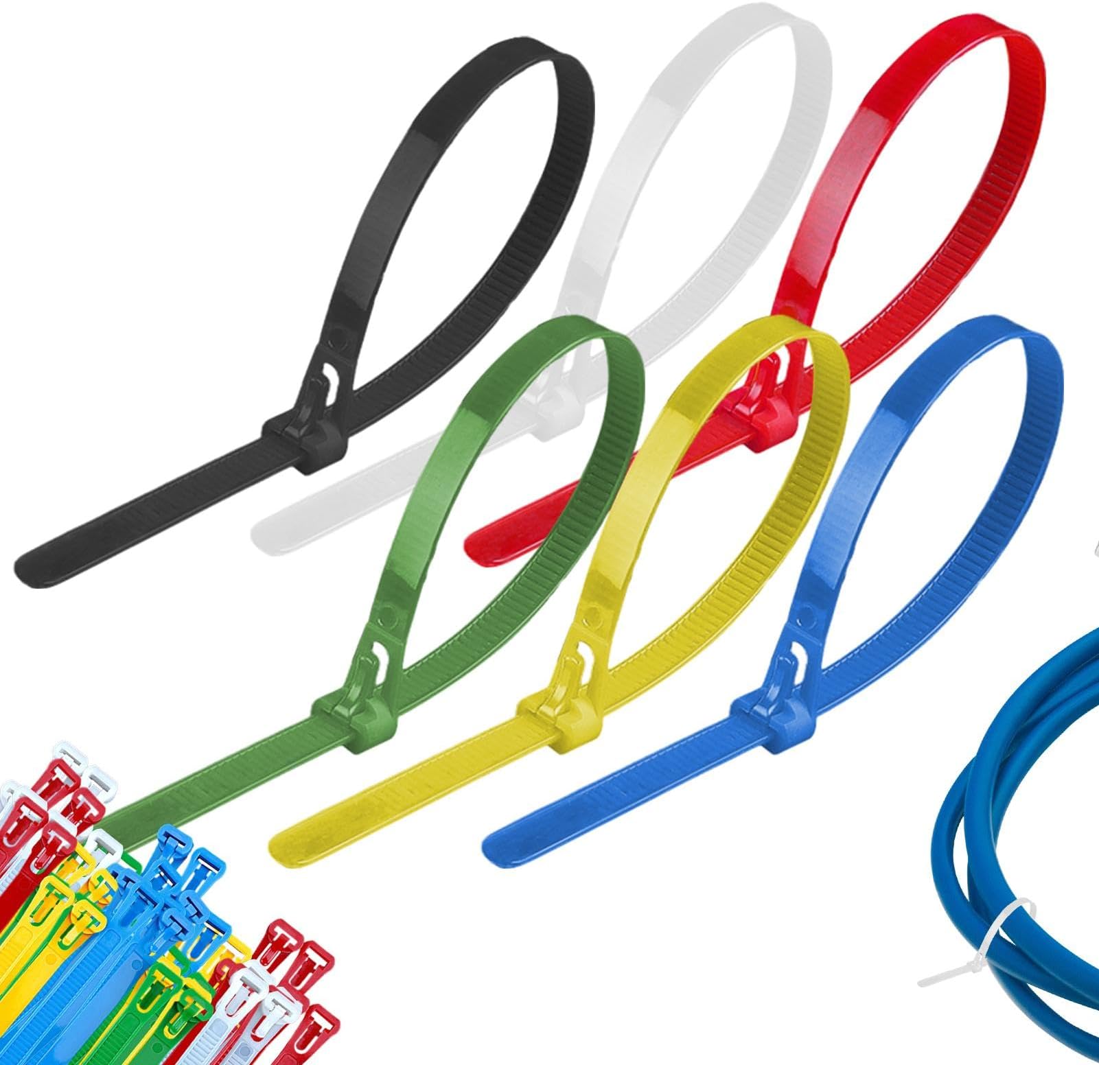 Nylon Cable Wire Ties | Self-Locking Zip Ties, Nylon Cable Ties Color Releasable Cable Zipper Cable Ties Fastening Loop for Indoor and Outdoor Multipurpose Cable Ties