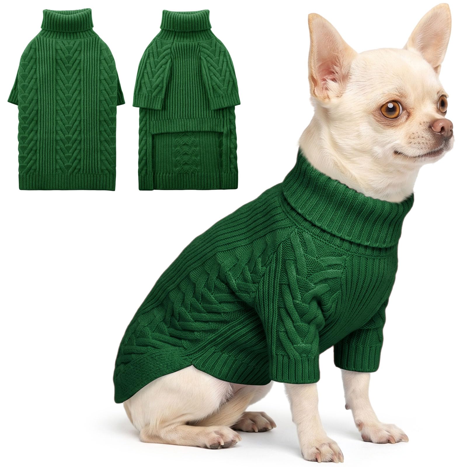 ASENKU Dog Sweater for Small Dogs, Turtleneck Dog Sweater for Yorkie