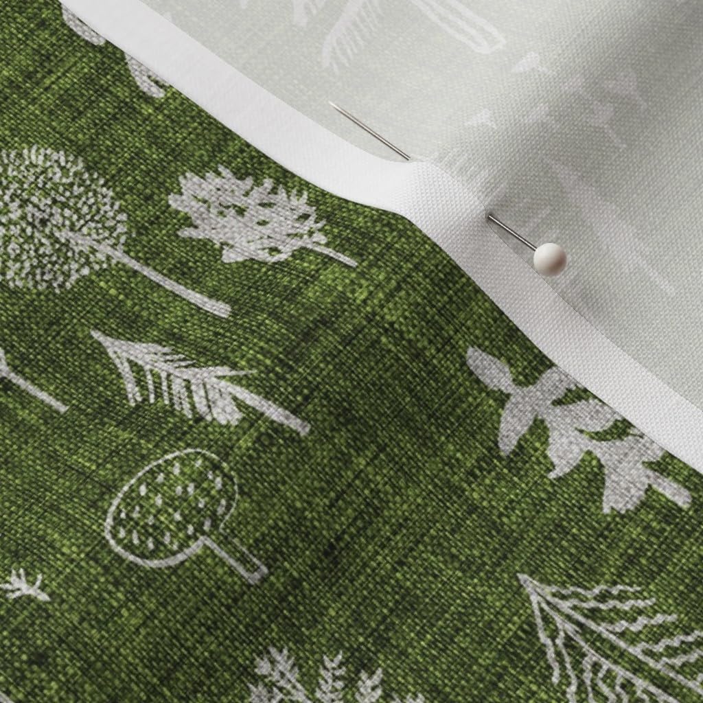 Spoonflower Fabric - Happy Forest Green Solid Tree Pine Woodland Neutral Woods Hiking Printed on Petal Signature Cotton Fabric by The Yard - Sewing Quilting Apparel Crafts Decor