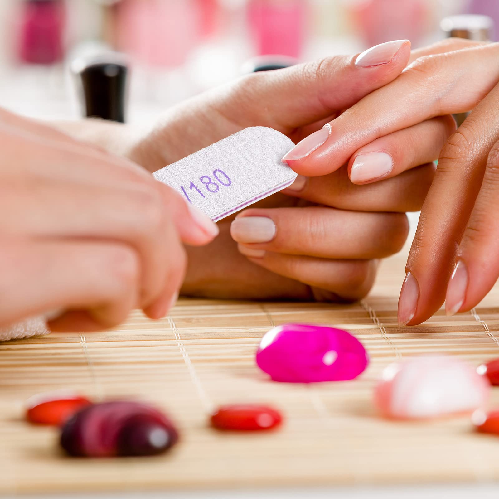 150 limas de uñas de grano 100/180 de doble cara de esmeril lavables, tablas de esmeril reutilizables, herramientas de manicura para uñas naturales, uñas acrílicas, uso en el hogar y el salón