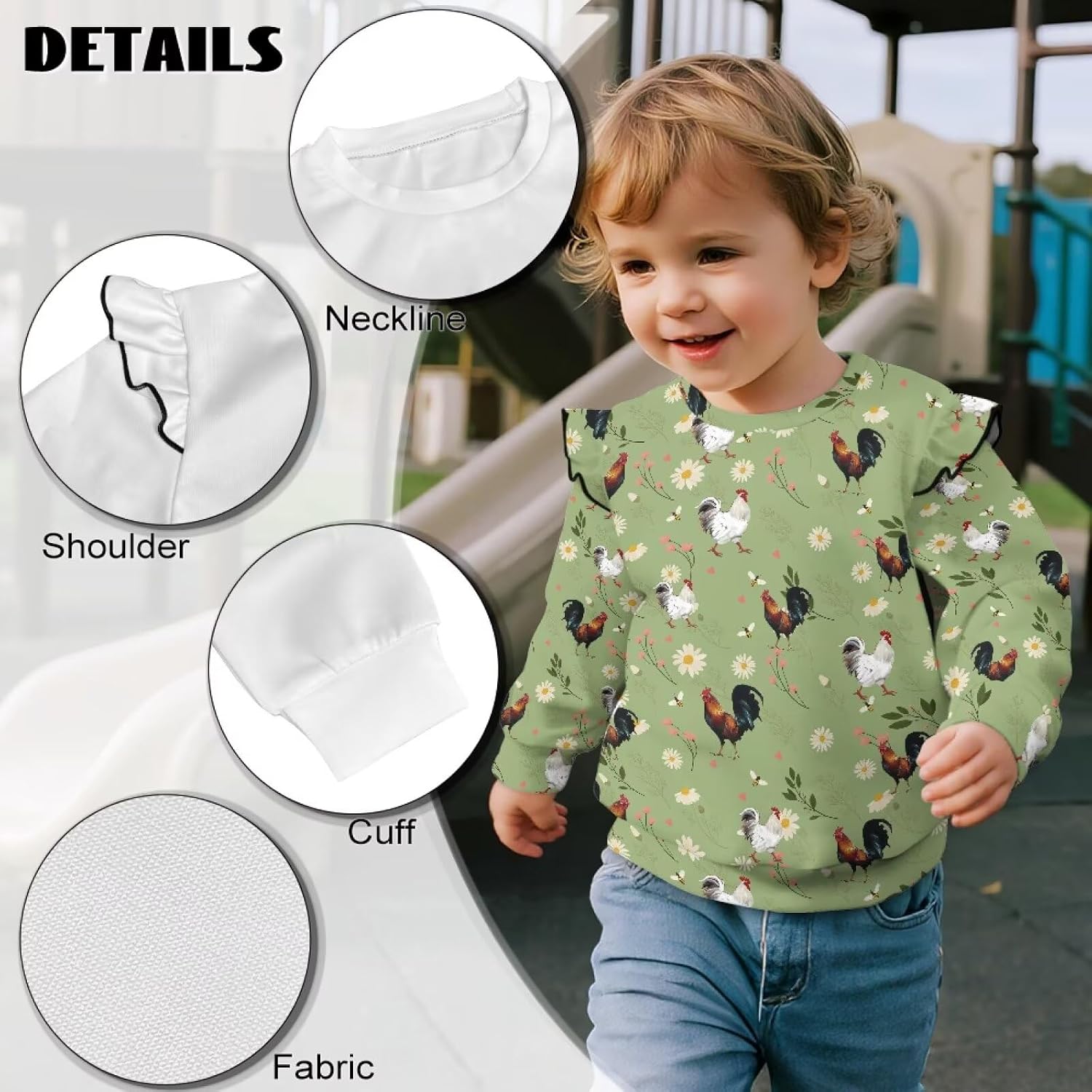 Xhuibop Toddler Crewneck Sweatshirt Fall Outfits Ruffle Long Sleeve Shirts for Girls Stylish Graphic Tees