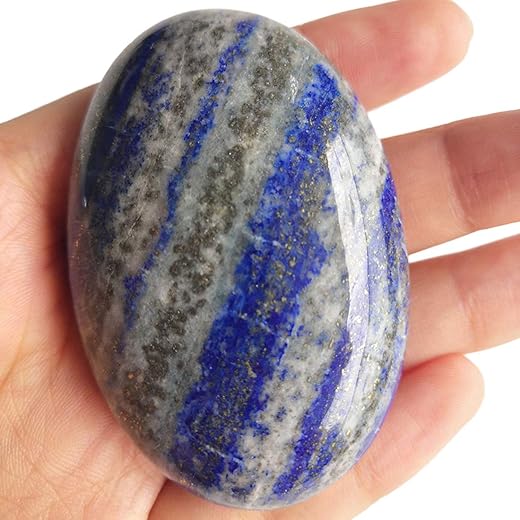 Loveliome Lapis Lazuli Polished Stones, Oval Palm Pocket Healing Crystal Massage Energy Stones