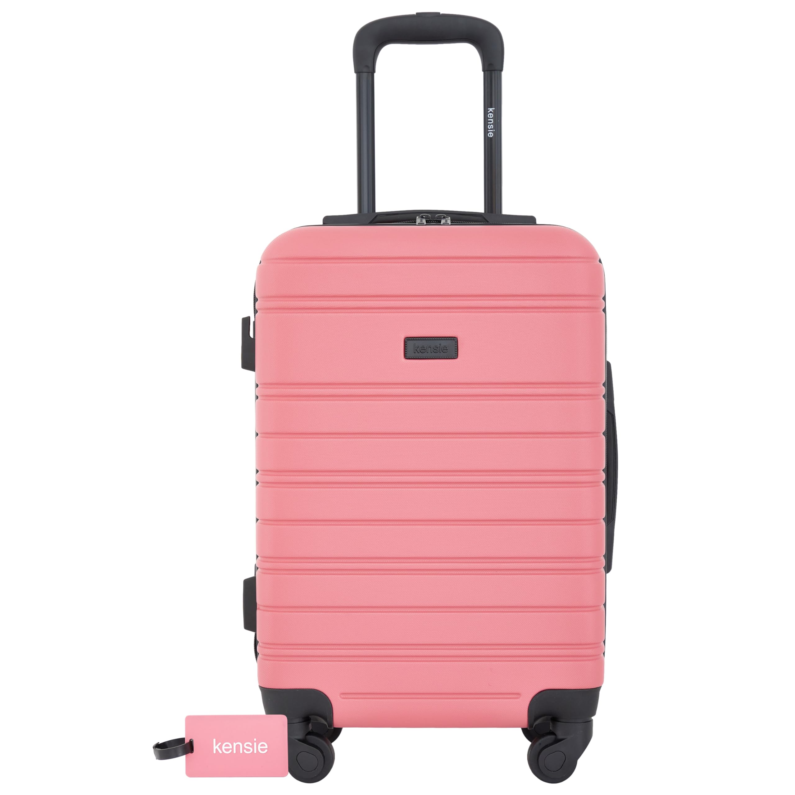 kensie22" Peonies Hardside Carry-On Luggage with ID Tag, Flowering Ginger