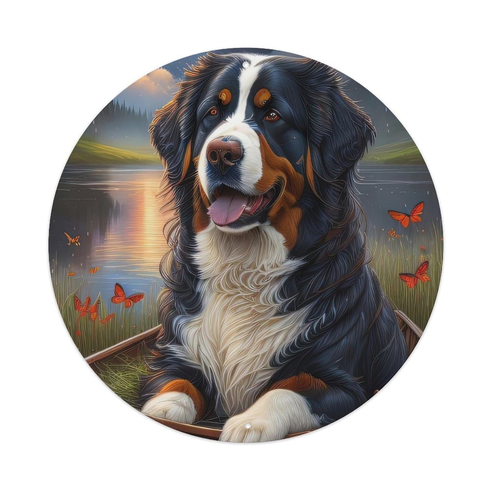 Animal Artwork Dogs by The River Metal Tin Sign