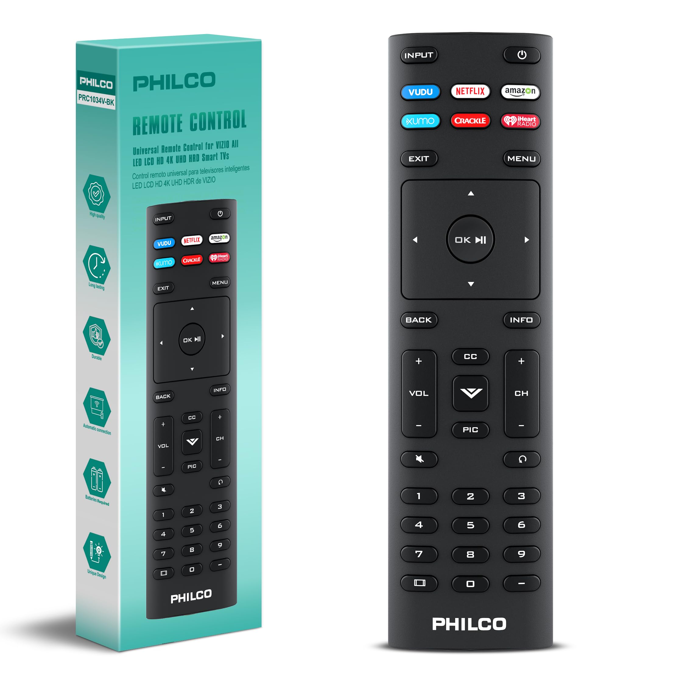 Philco Universal Remote for VIZIO Smart TV, Vizio Remote Control Replacement, Vizio Smart tv Remote