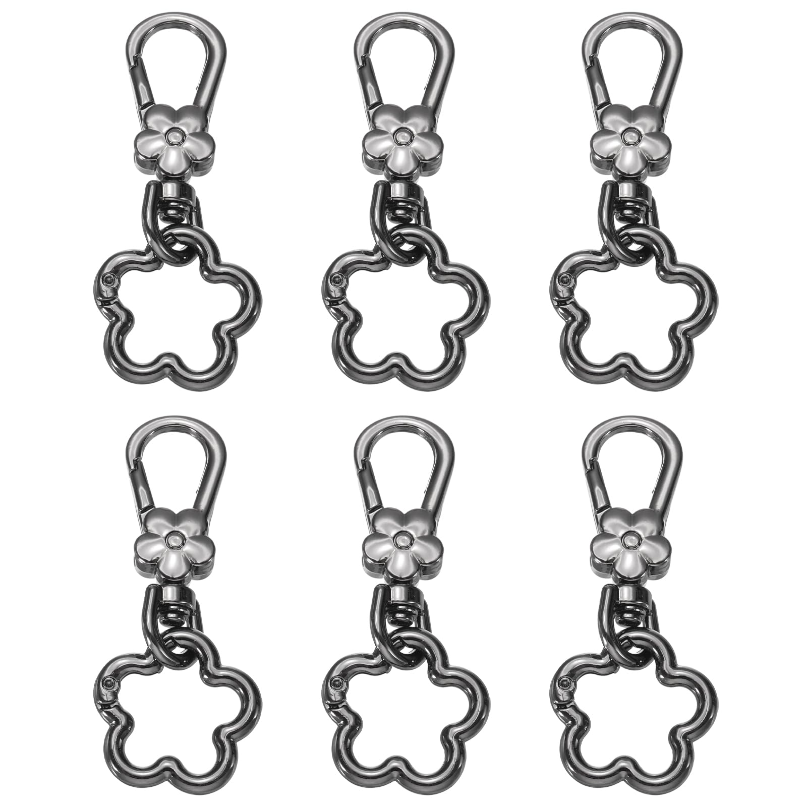 sourcing map 6 Pcs Metal Keychain Clip Swivel Lobster Claw Clasp Quick Release Flower Ring Detachable Double Opening Snap Hooks for Jewelry Making Crafts Backpack Bag Lanyard, Gunmetal