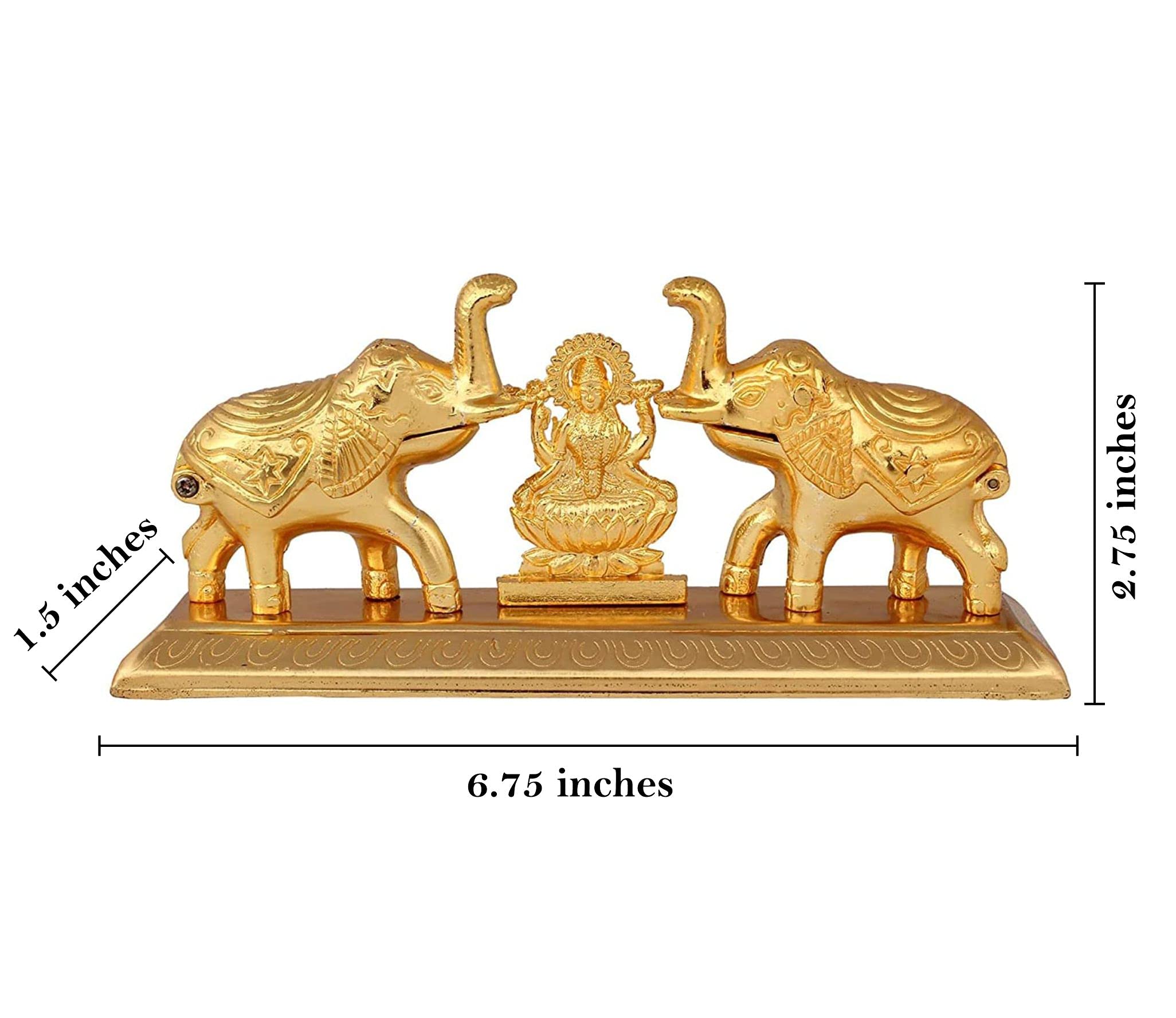 Ídolo De Laxmi Ganesha Chapado En Color Dorado De Aluminio Con Plato Para Artículos De Regalo De Puja Diwali, Decoraciones Deepawali, Estatua India De Dhanteras Pooja, Thali (caja De Elefante Roli